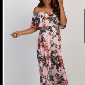 PinkBlush Floral Off the Shoulder Maternity Maxi Dress Size Medium
